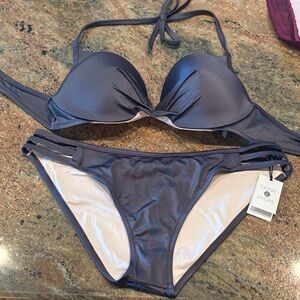 Shade & Shore Women's Dark Gray Bikini Set